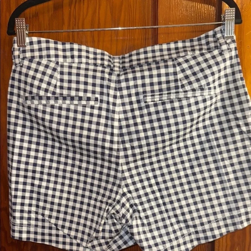 MOTHER Navy and White Gingham Bermuda Shorts